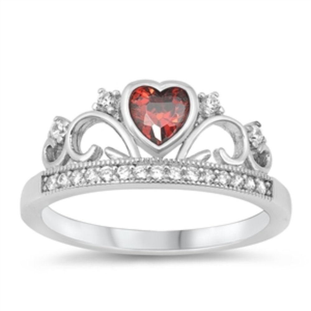 Silver Ring W/ CZ - Heart Crown